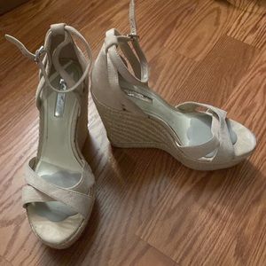 BCBG cream platform sandals